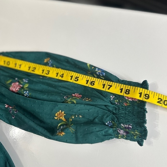 Zara Women’s Green Floral Print Tiered Babydoll Dress Puffed Sleeves Sz XS - Picture 12 of 13